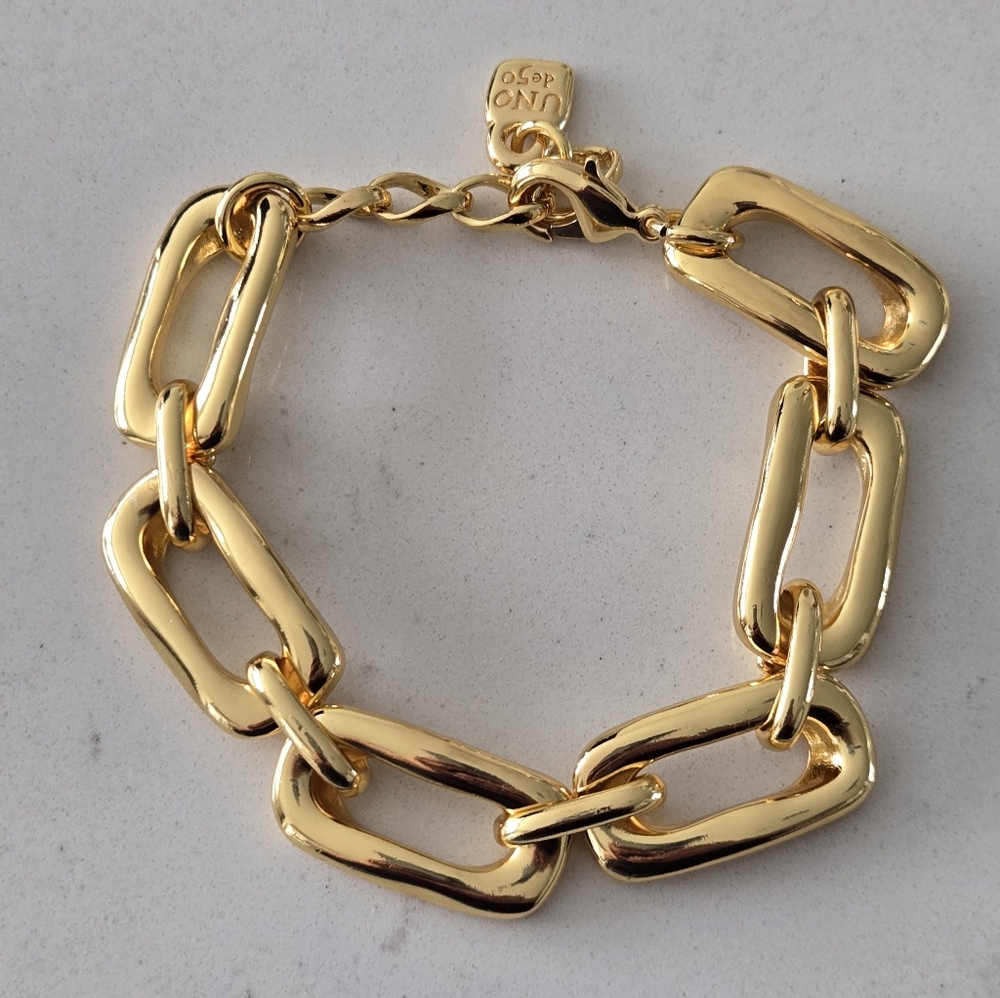 Uno De 50 • ABANADO • Gold Plated Link Bracelet - Picture 2 of 12